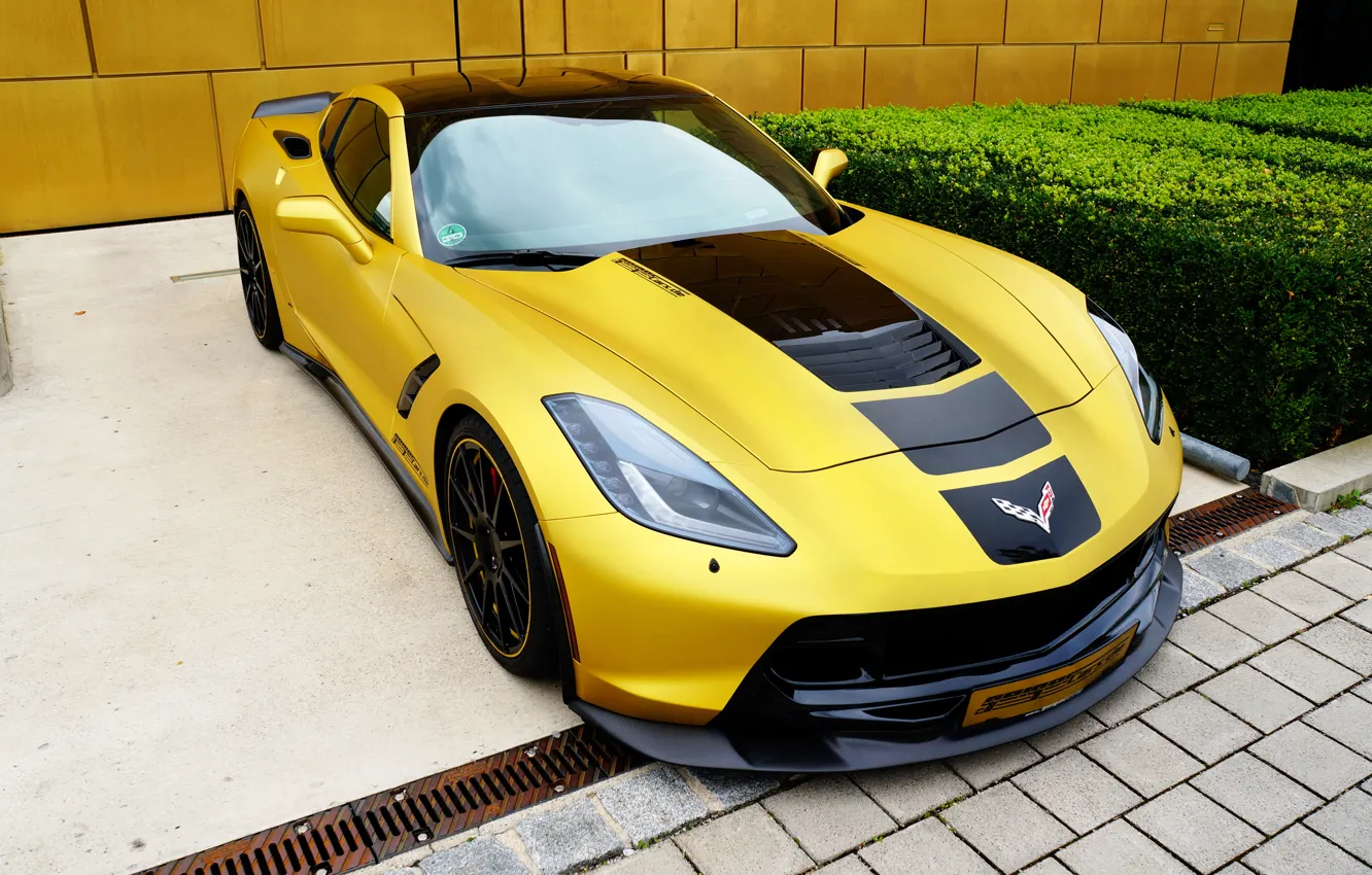 Photo wallpaper yellow, tuning, Corvette, Chevrolet, Stingray