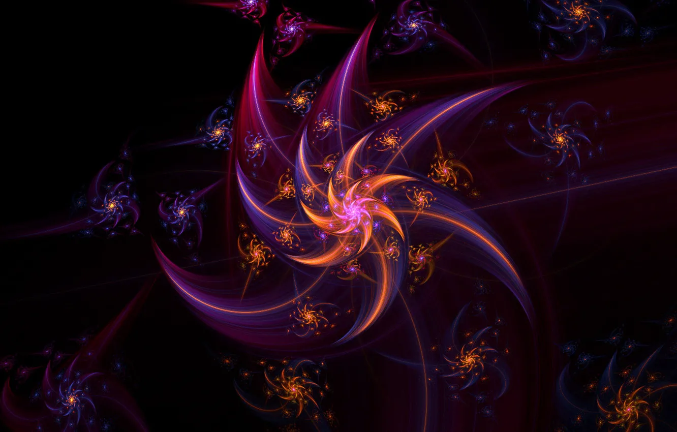 Photo wallpaper flower, rays, spiral, petals, fractal, the volume