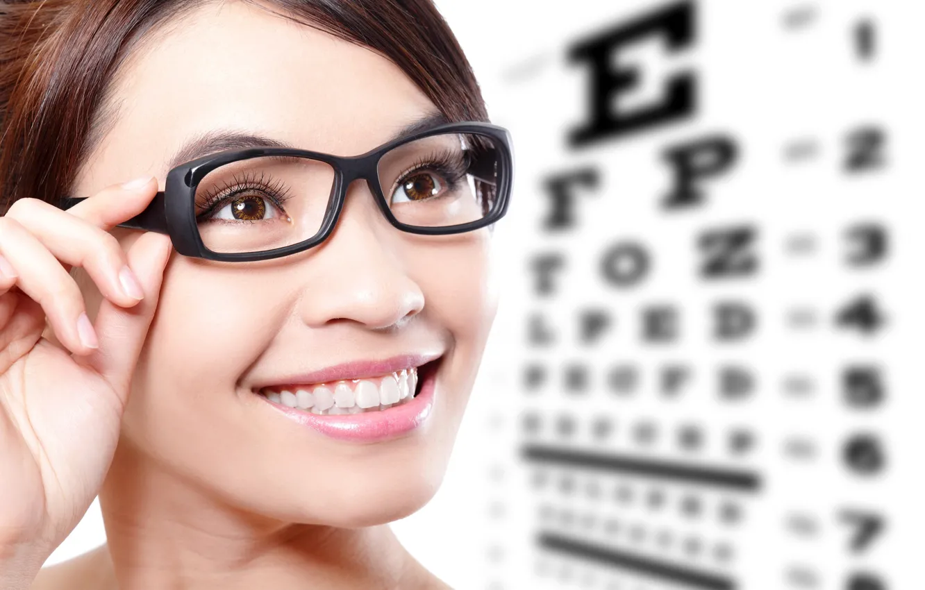 Photo wallpaper girl, close-up, face, smile, letters, background, hands, makeup