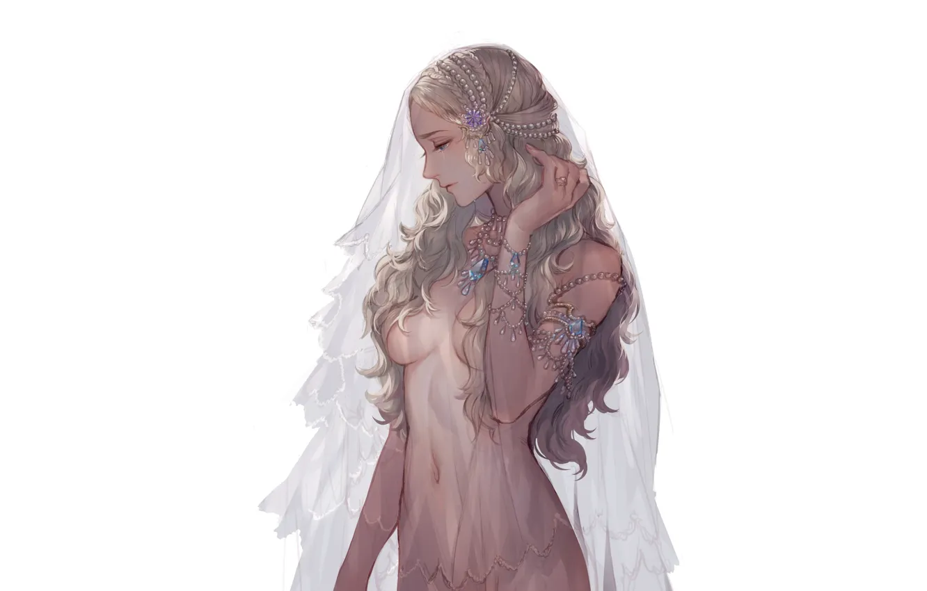 Photo wallpaper girl, naked, tulle