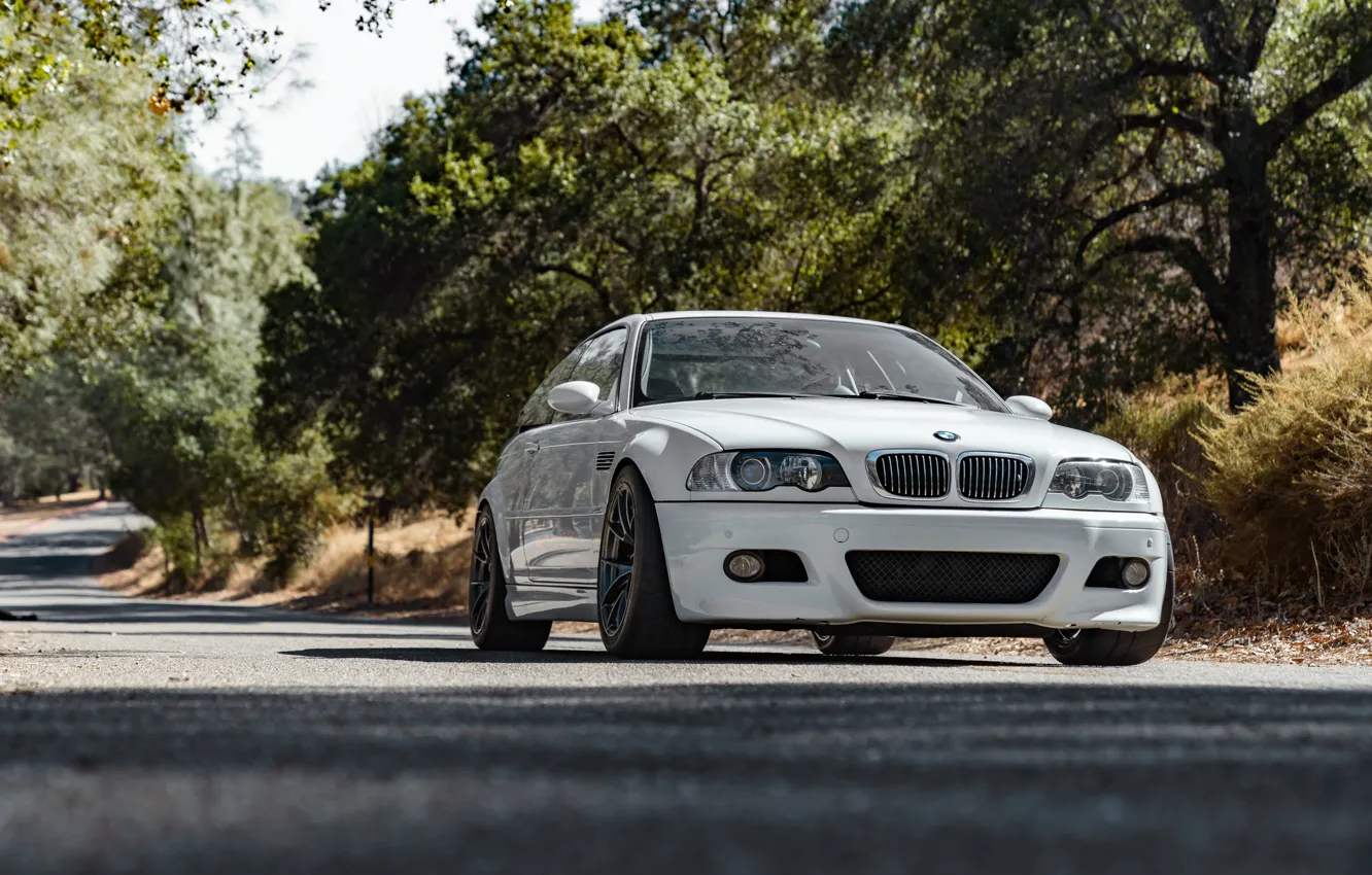 Photo wallpaper White, E46, Road, M3