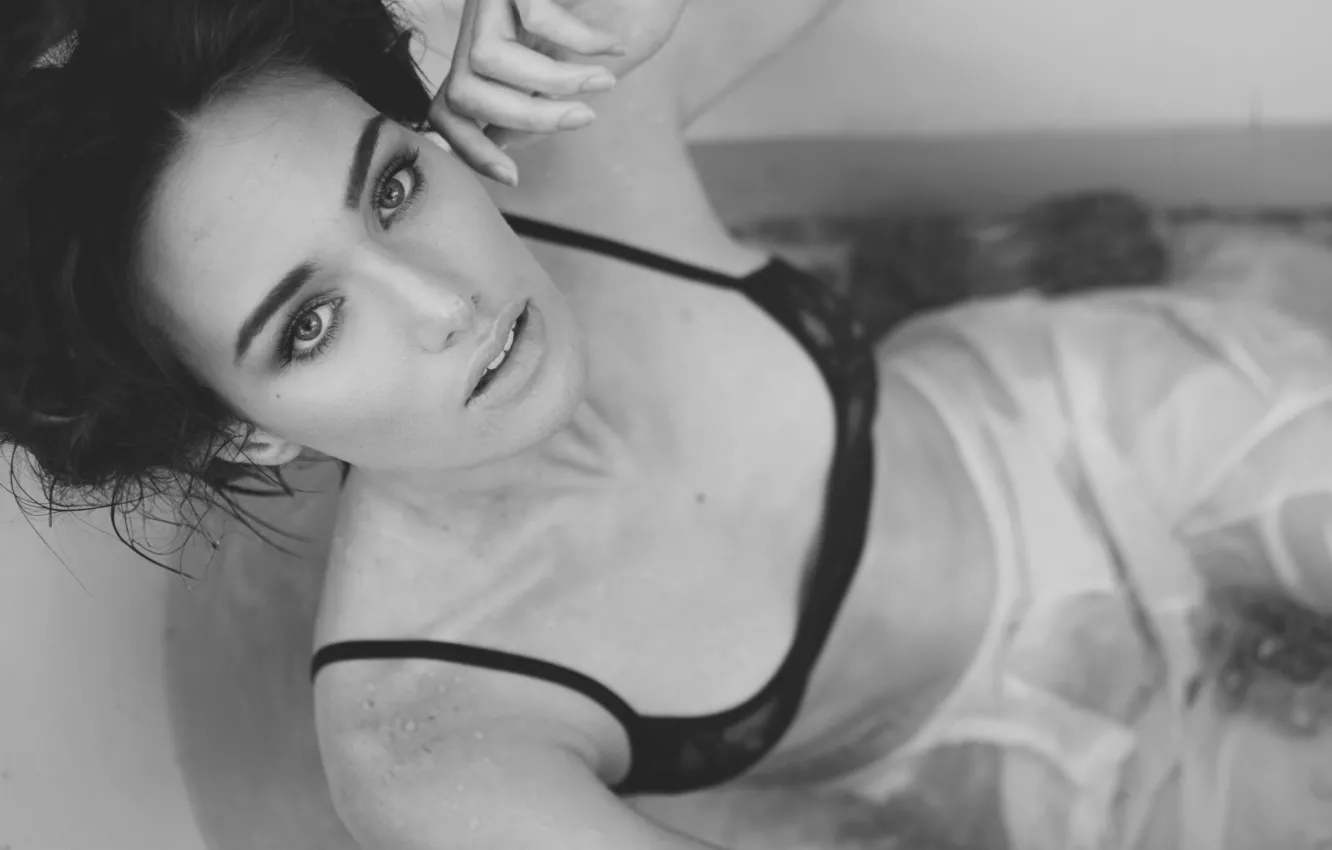 Photo wallpaper black&white, model, look, Emily Doyle