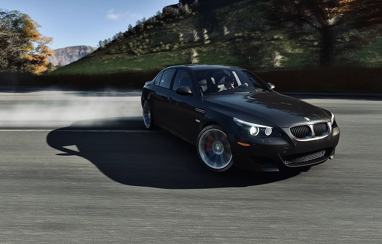 Wallpaper HDR, BMW, Drift, Rock, Fall, Game, E60, Trees for mobile and ...