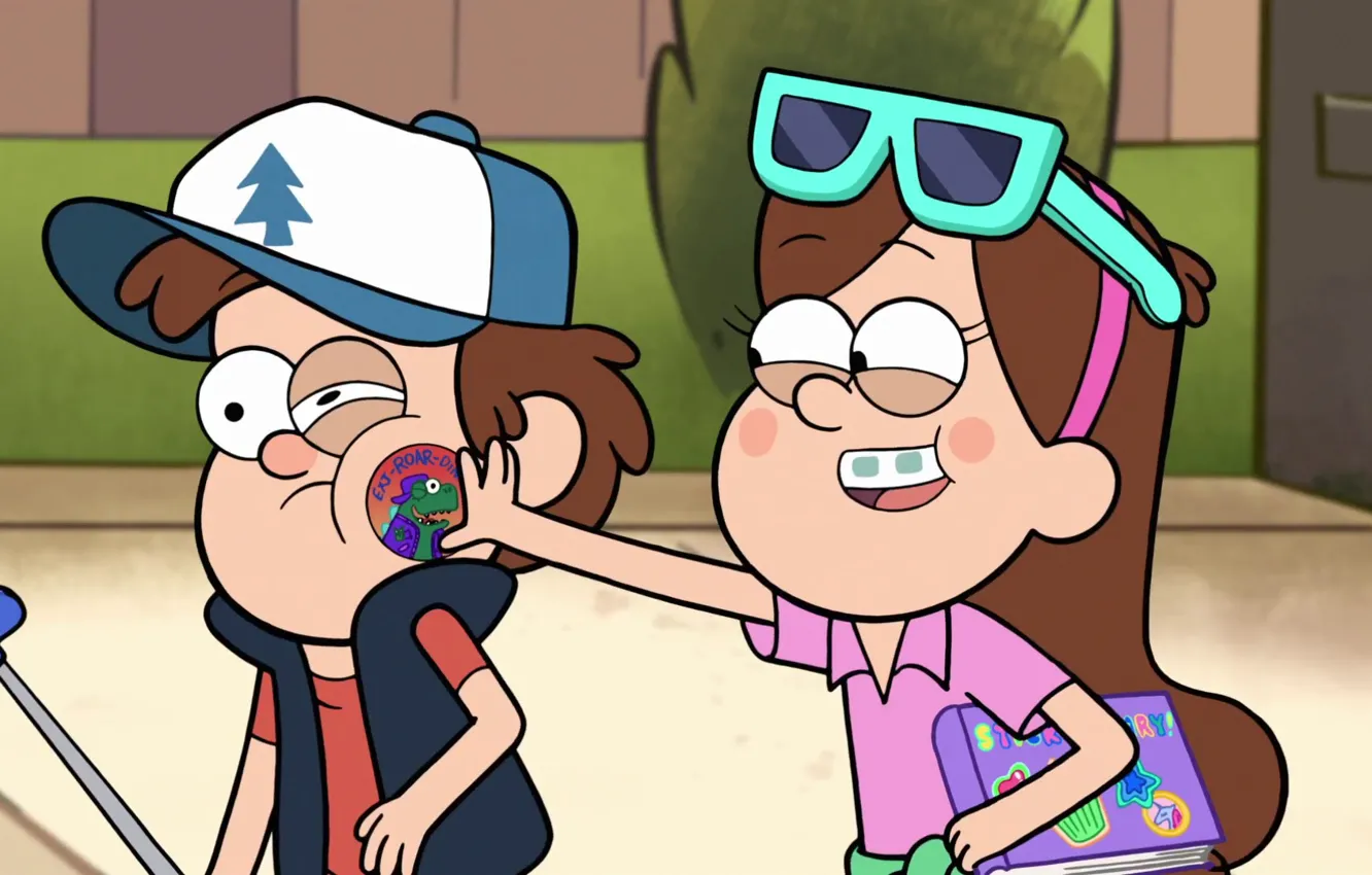 Photo wallpaper glasses, cap, Gravity Falls, Dipper, Mabel