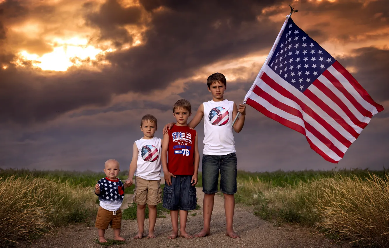 Photo wallpaper boy, flag, country