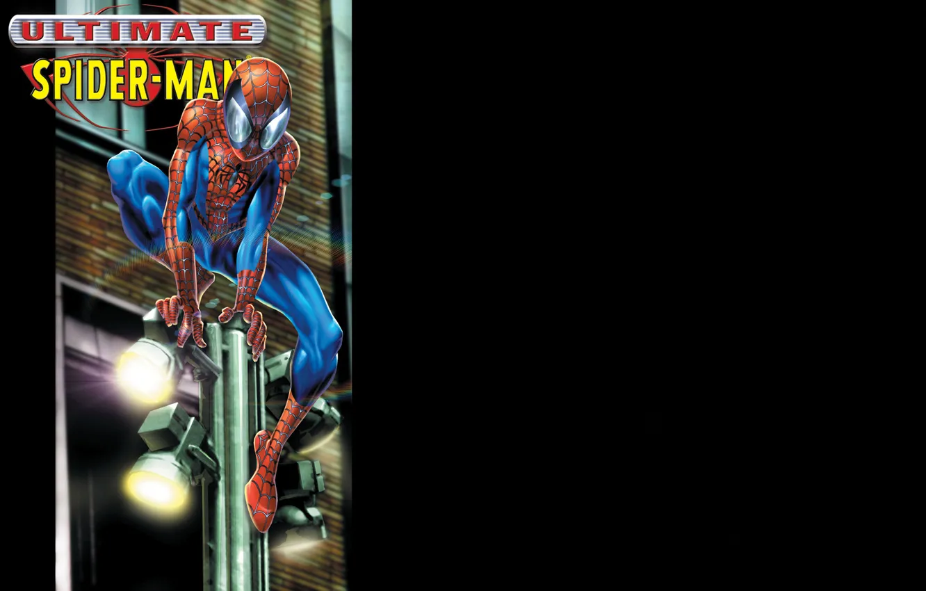 Photo wallpaper post, lights, black background, superhero, comic, Marvel Comics, Spider-Man, Peter Parker