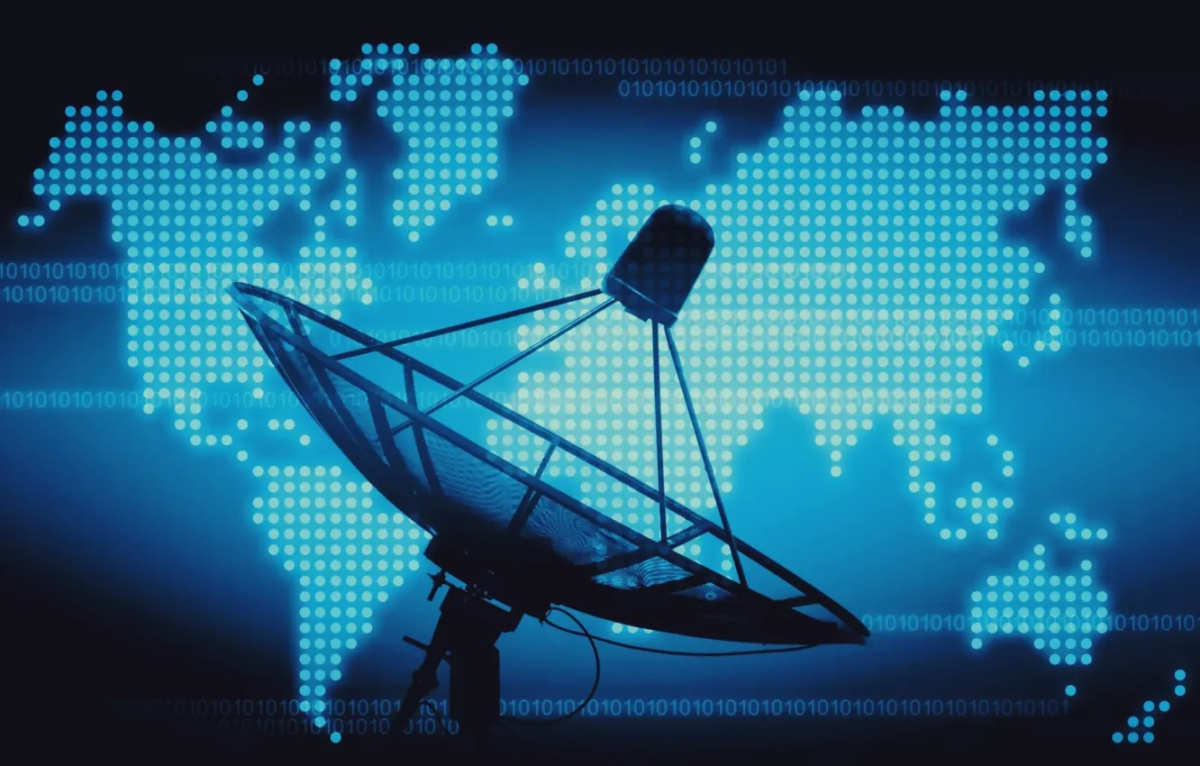 Photo wallpaper world, hi tech, satellite, technology, codes, dish
