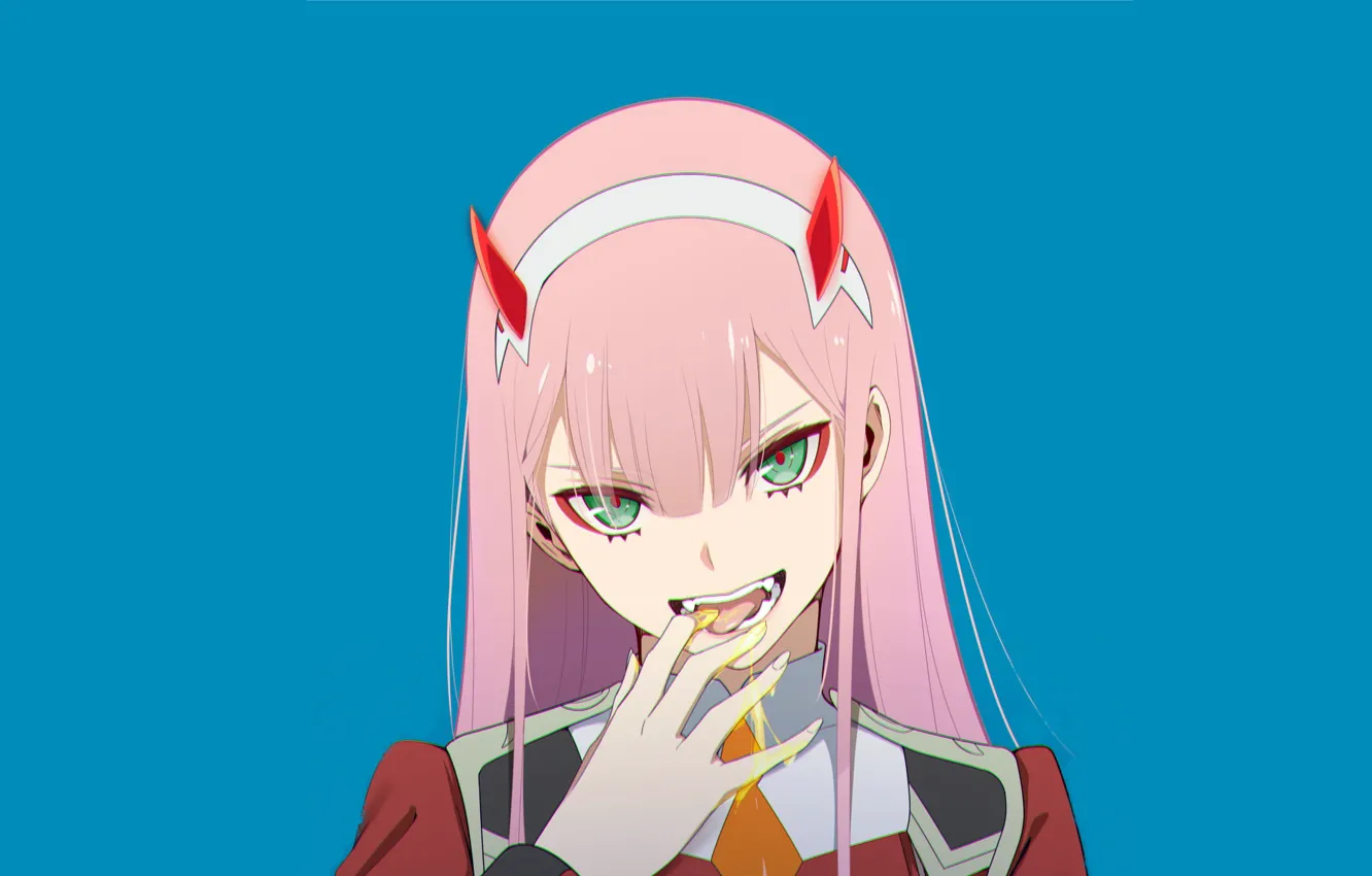 Photo wallpaper look, girl, hand, honey, 002, Darling In The Frankxx, Cute in France, Zero Two