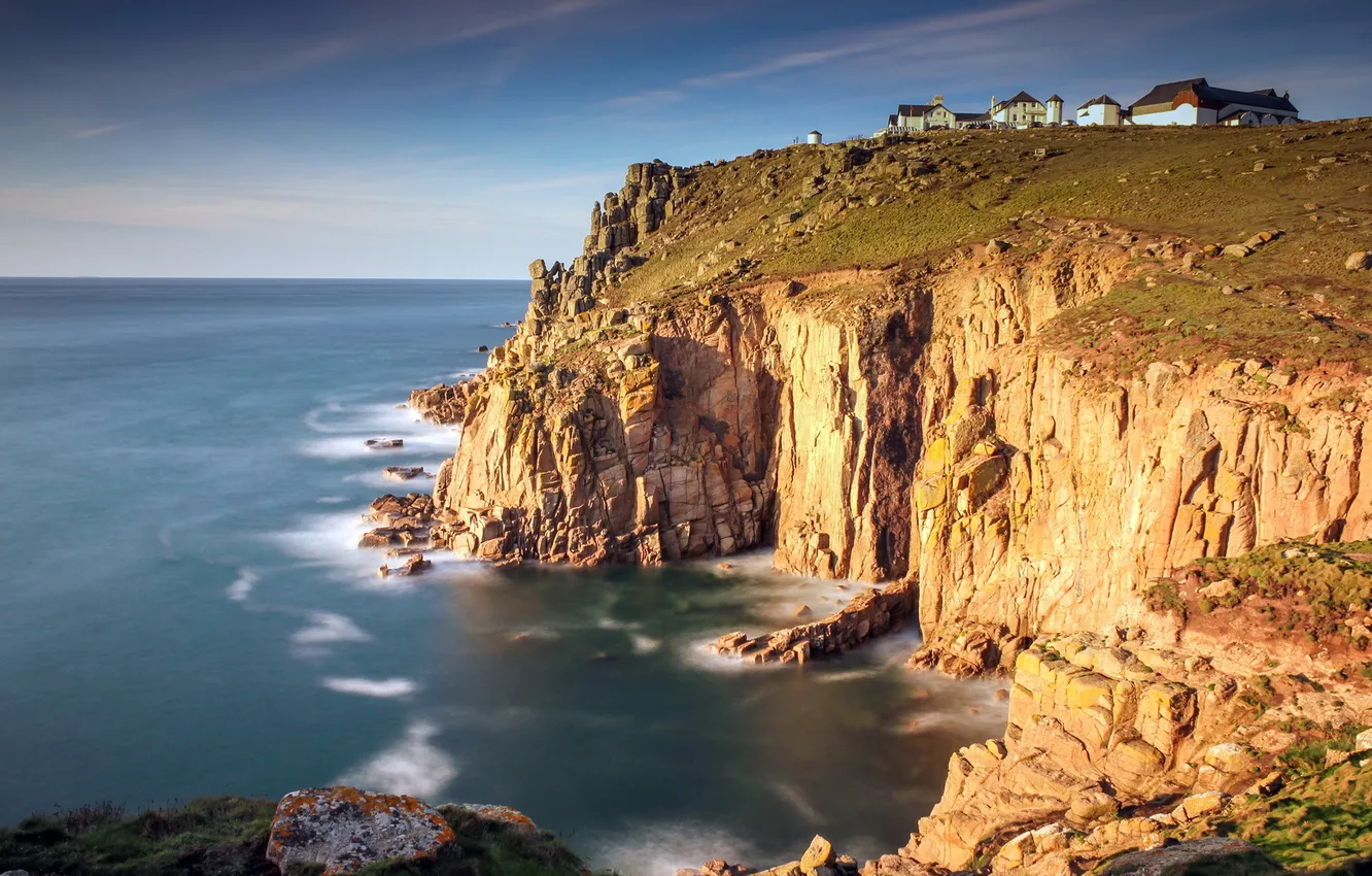 Photo wallpaper sea, landscape, rocks, home