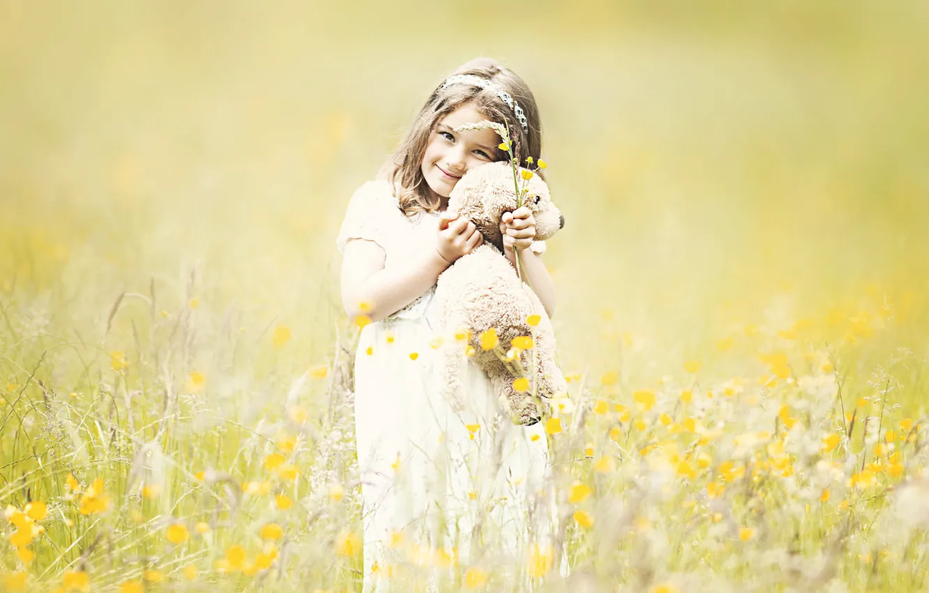 Photo wallpaper summer, bear, girl