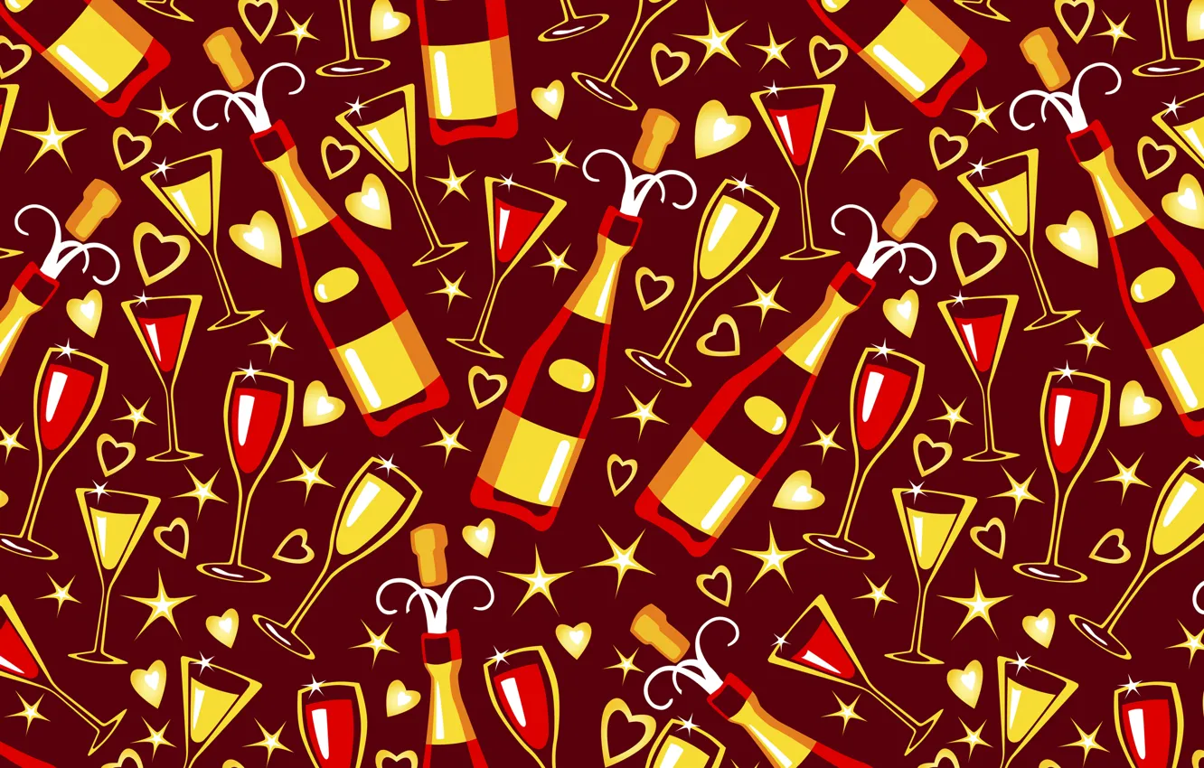 Photo wallpaper stars, holiday, glass, vector, texture, glasses, hearts, bottle