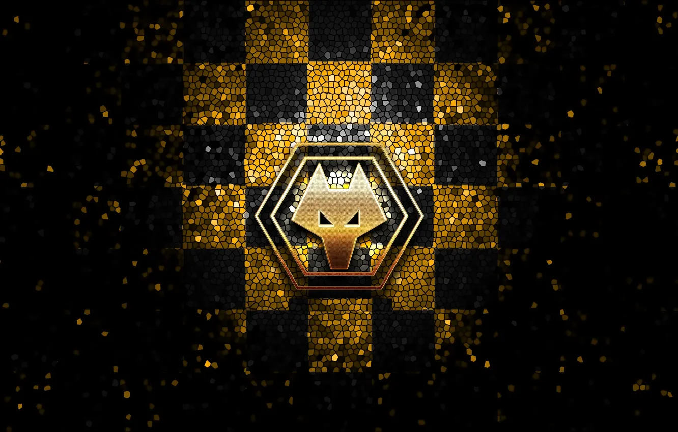 Photo wallpaper wallpaper, logo, football, Sport, glitter, checkered, Wolverhampton Wanderers