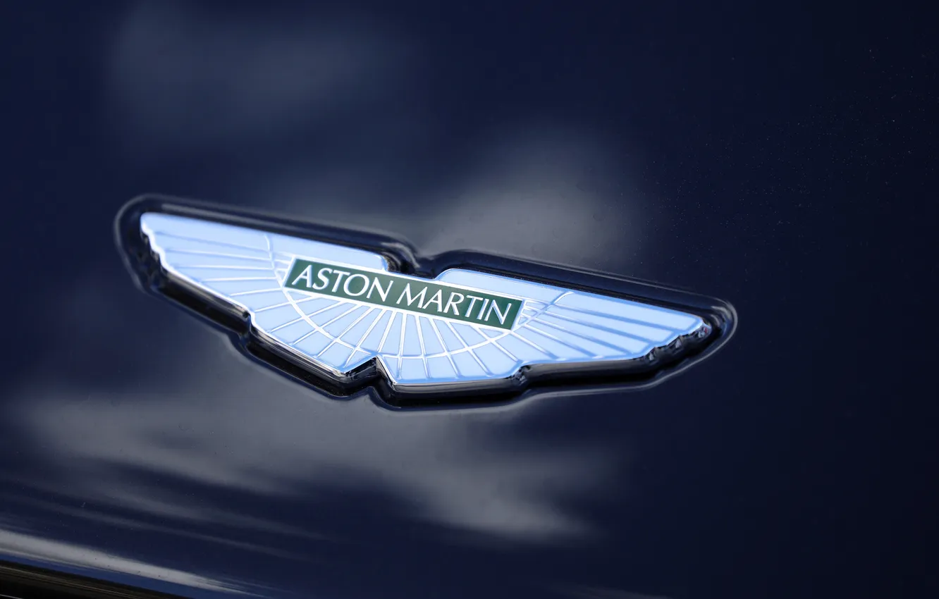 Photo wallpaper car, aston martin, auto, blue, british, automobiles, badge, automotive