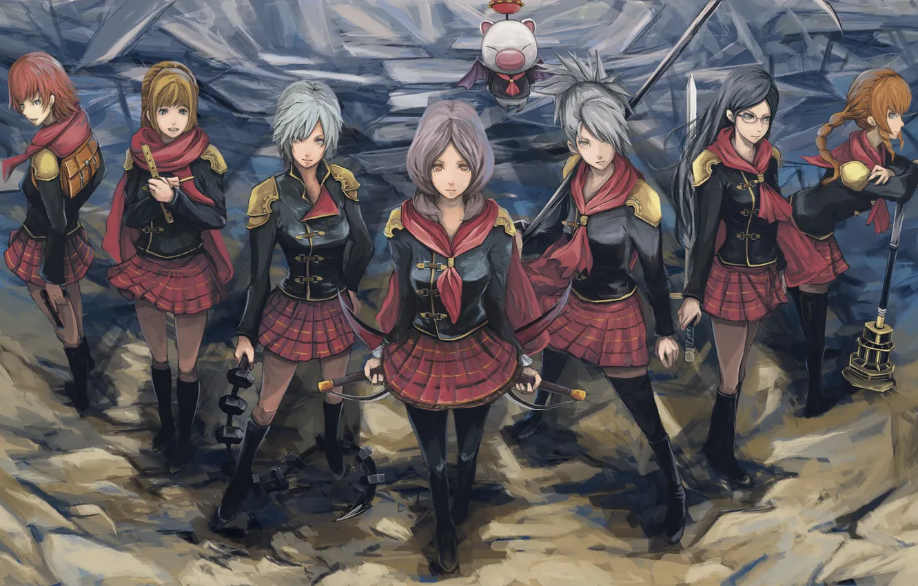 Photo wallpaper girl, weapons, art, form, Final Fantasy, Cinque, Moogle, sice