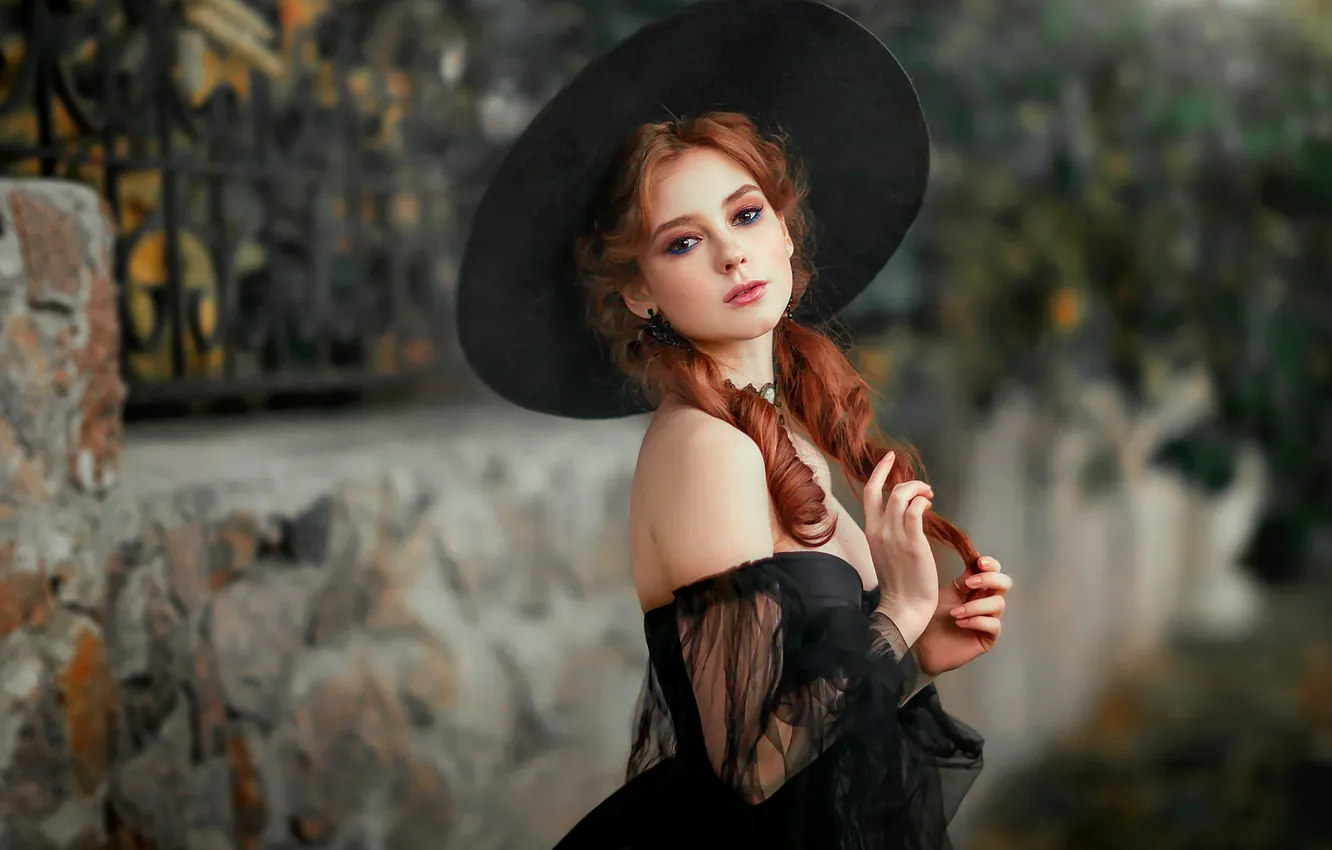 Photo wallpaper girl, hat, wipe