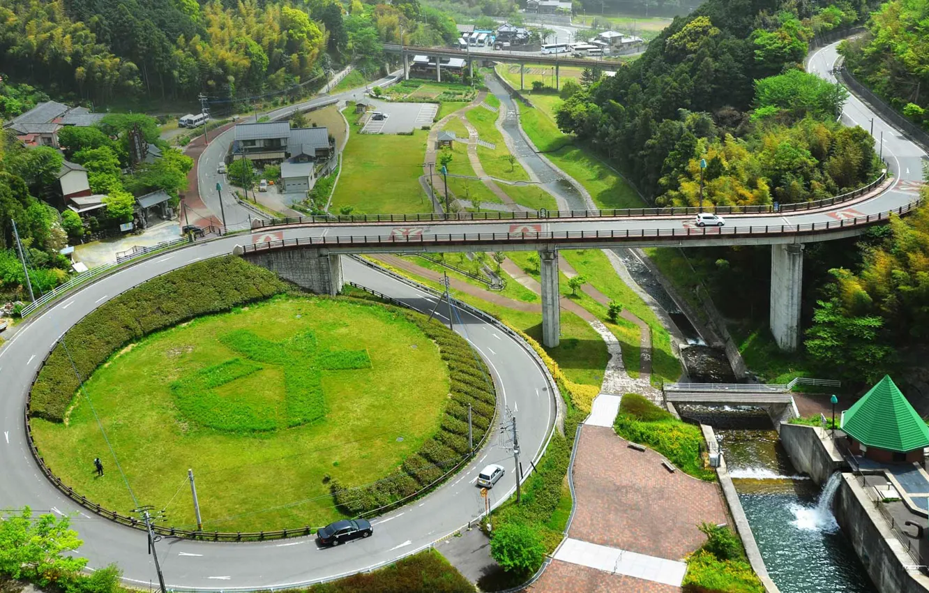 Photo wallpaper road, Japan, ring, interchange, Fukuoka
