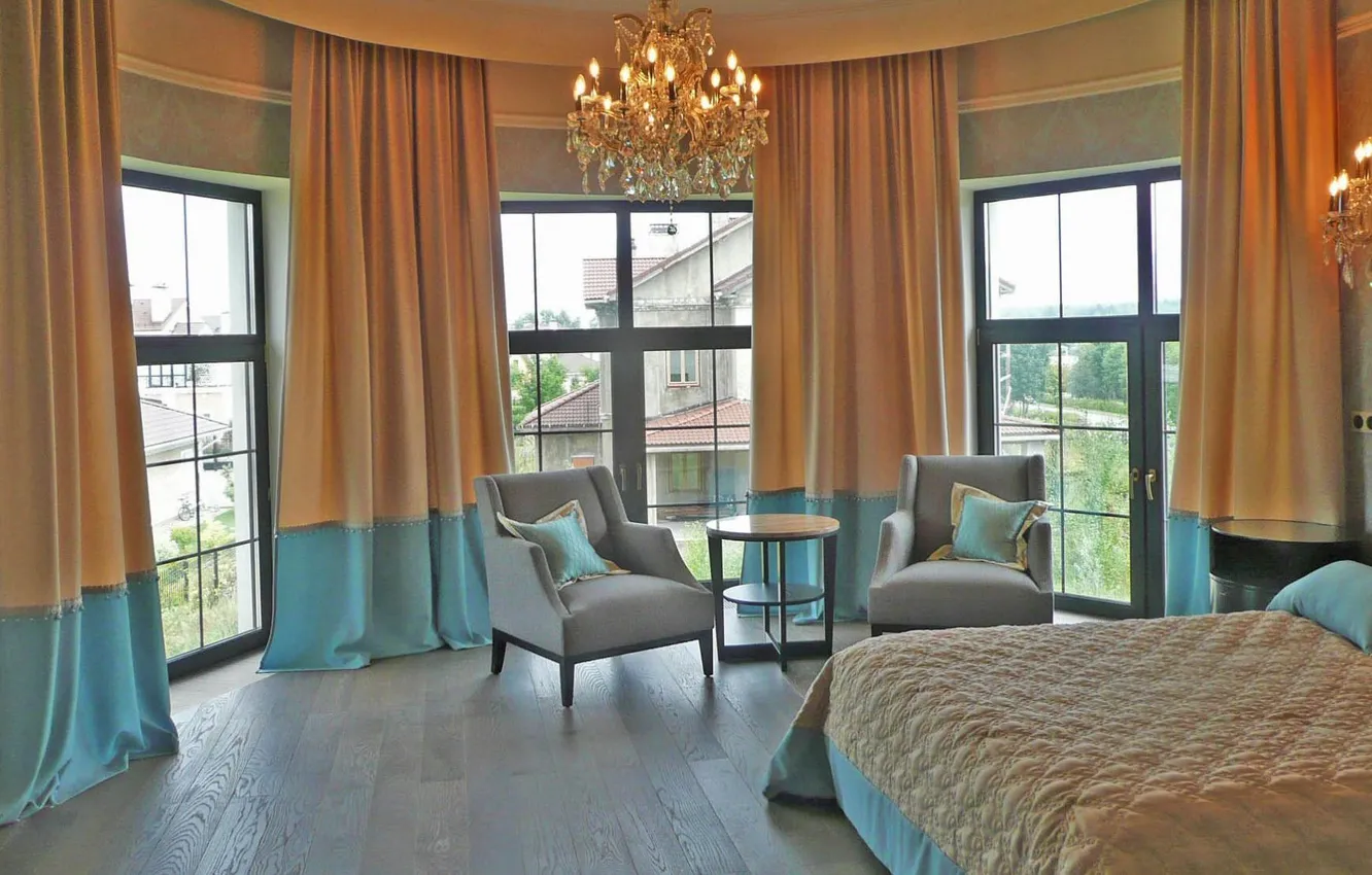 Photo wallpaper design, style, room, interior, bedroom, Bay window
