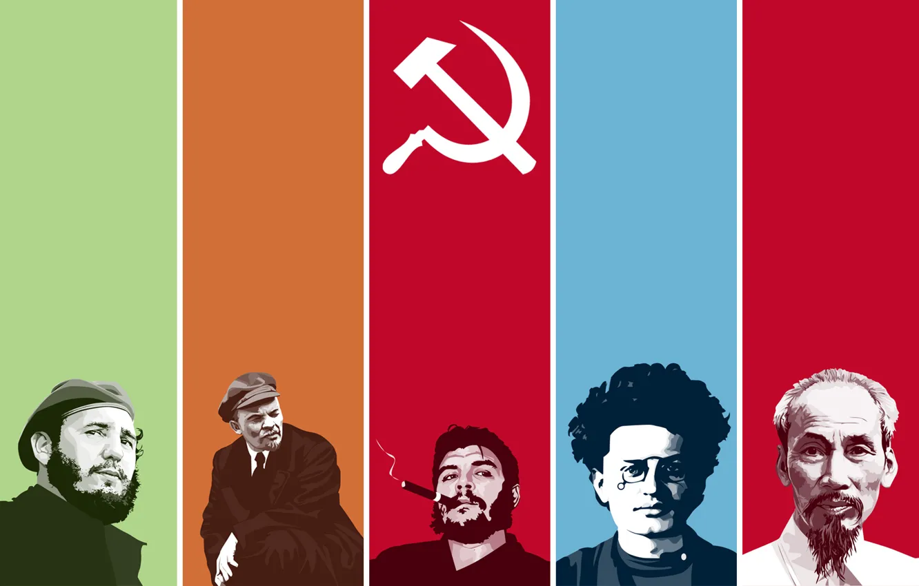 Photo wallpaper Lenin, Trotsky, Fidel, the Communists