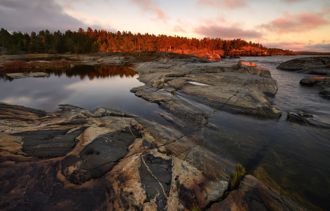 Photo wallpaper stones, Ladoga, Fall colors