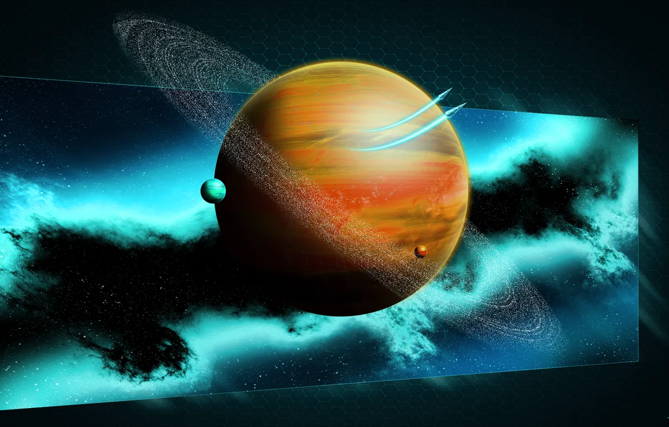 Photo wallpaper space, planet, postcard from the universe