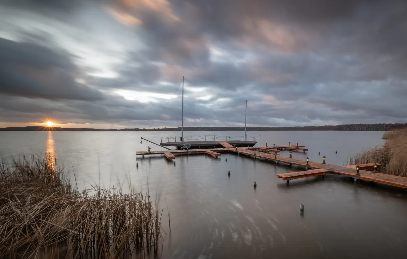 Photo wallpaper sunset, the evening, pierce, river