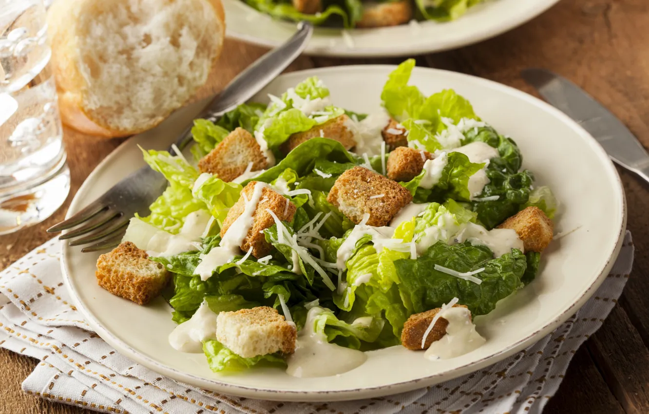 Photo wallpaper vegetables, salad, croutons