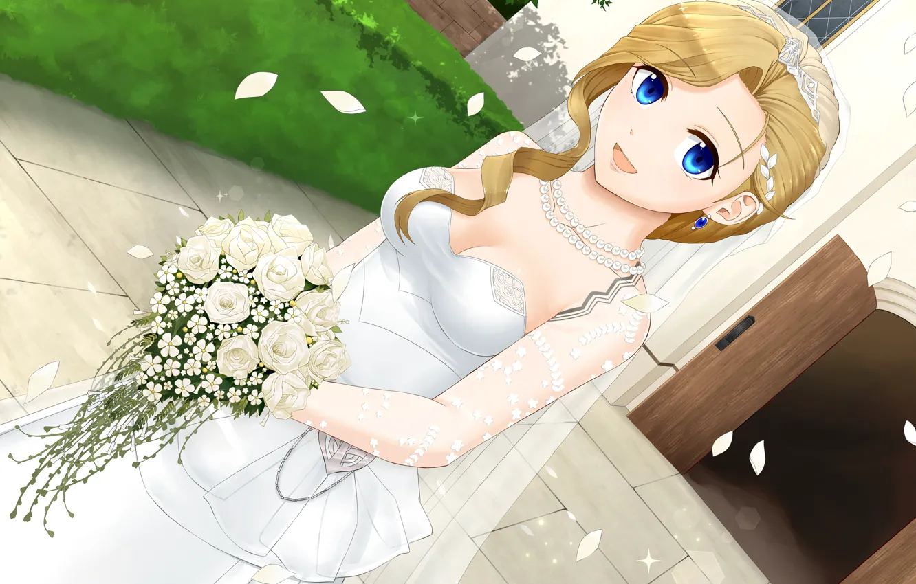 Photo wallpaper girl, bouquet, the bride, Azur Lane, hood (azur lane)