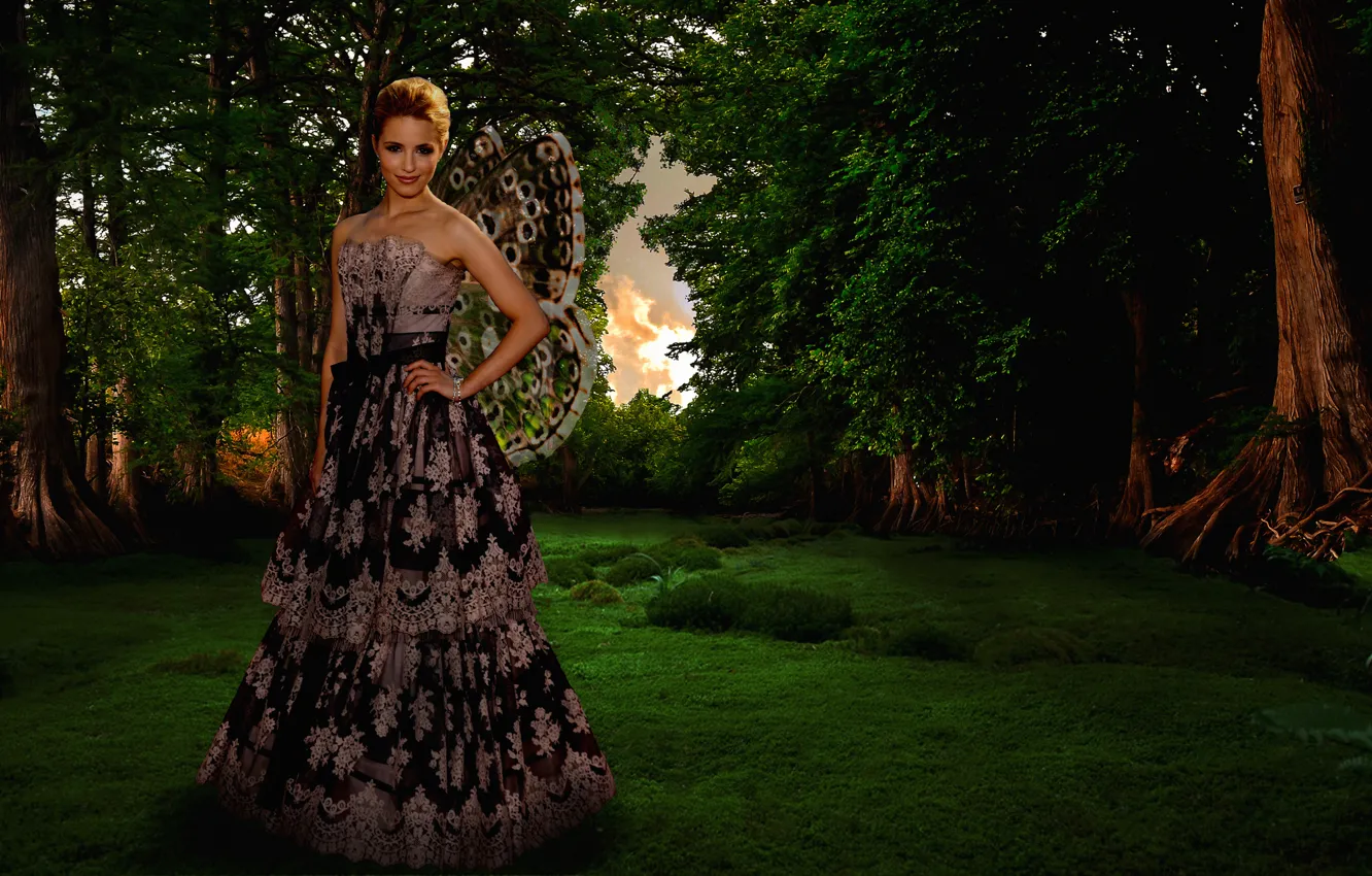 Photo wallpaper girl, dress, actress, wings, Dianna Agron