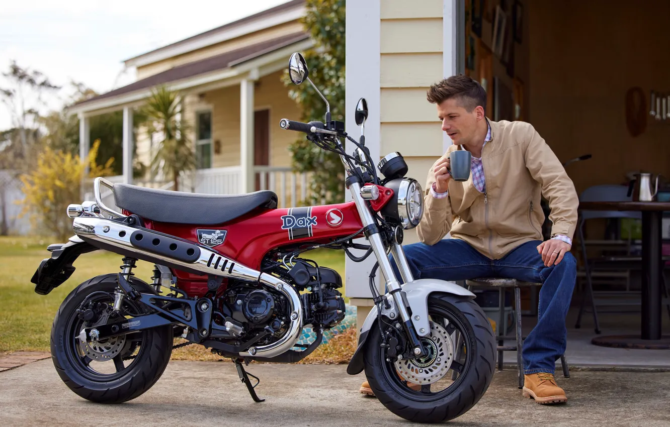 Photo wallpaper motorcycle, male, Honda, 2023, Modern Motorcycle, Honda ST125 Dax, Modern motorcycle, Neo Retro