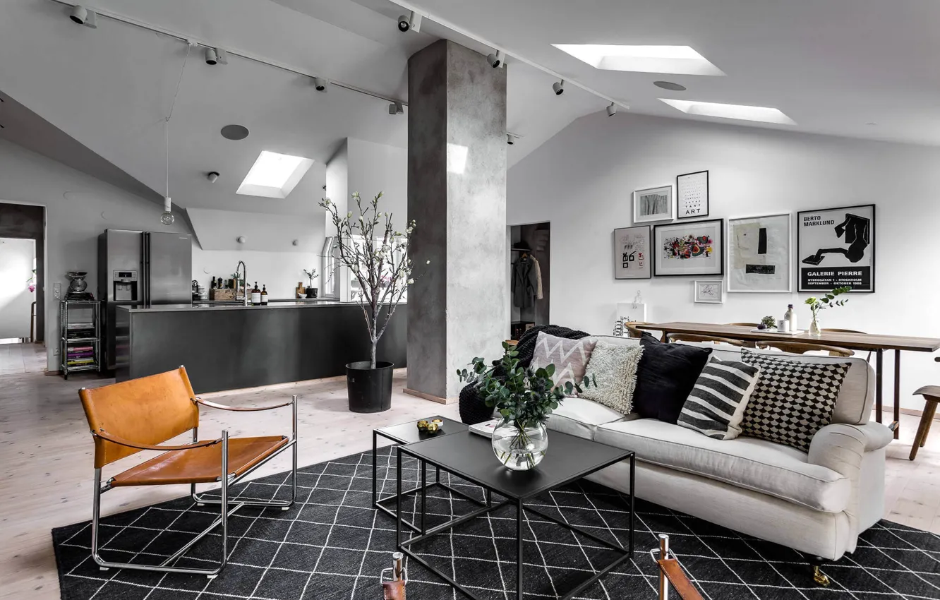 Photo wallpaper design, style, interior, kitchen, Stockholm, Sweden, Sweden, living room