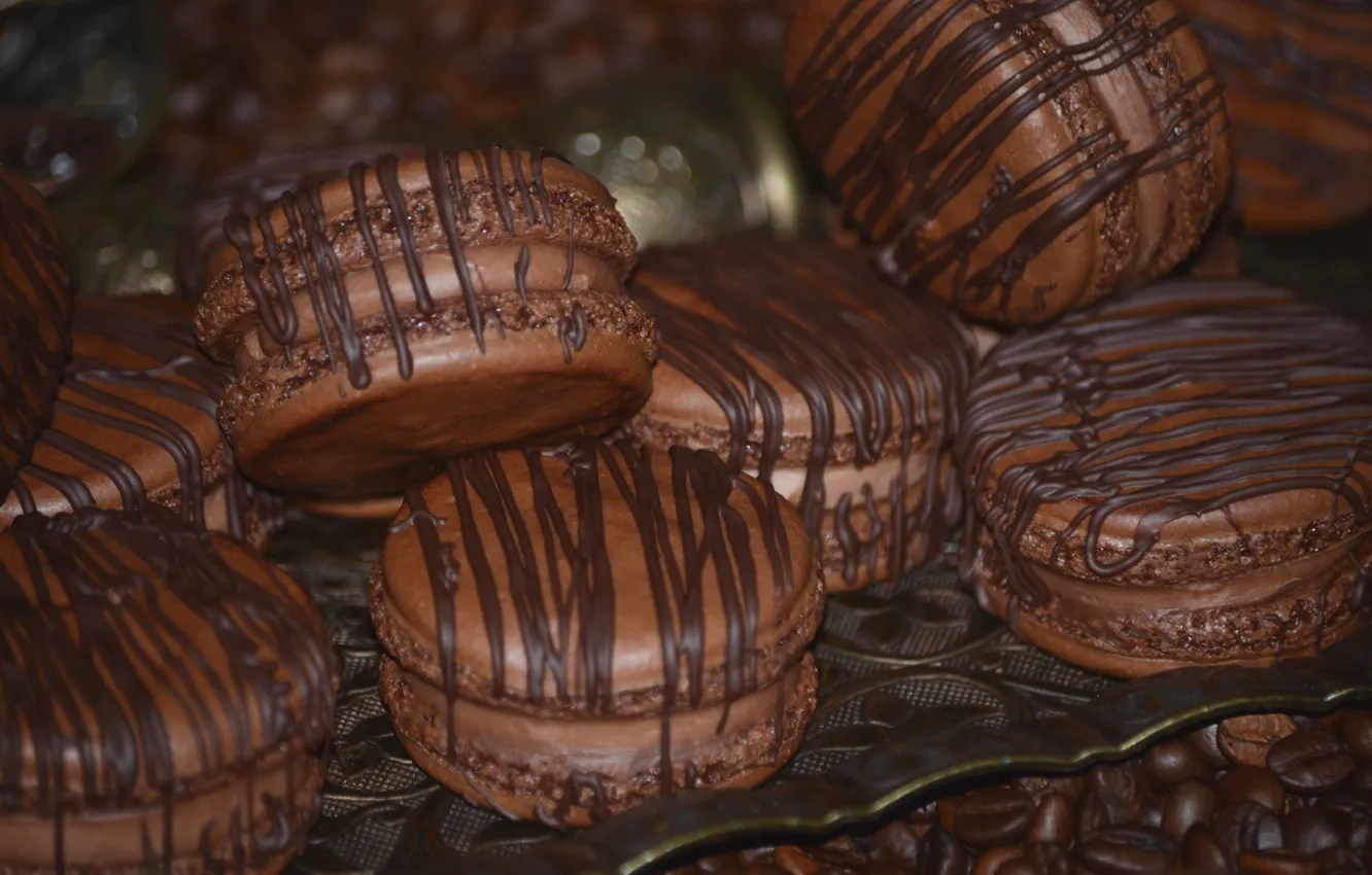 Photo wallpaper macro, chocolate, macaroon