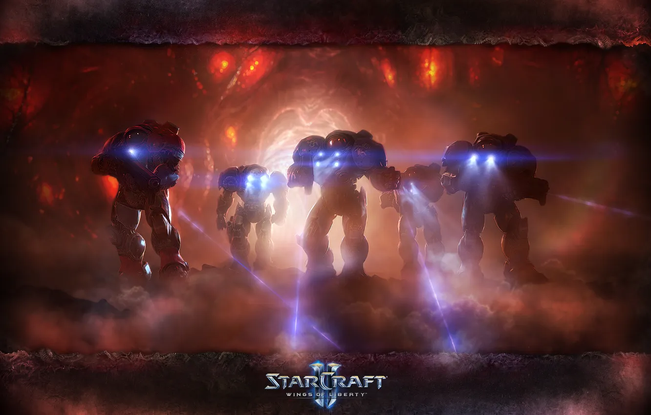 Photo wallpaper fog, weapons, cave, armor, Terran, Starcraft, marine, infantry