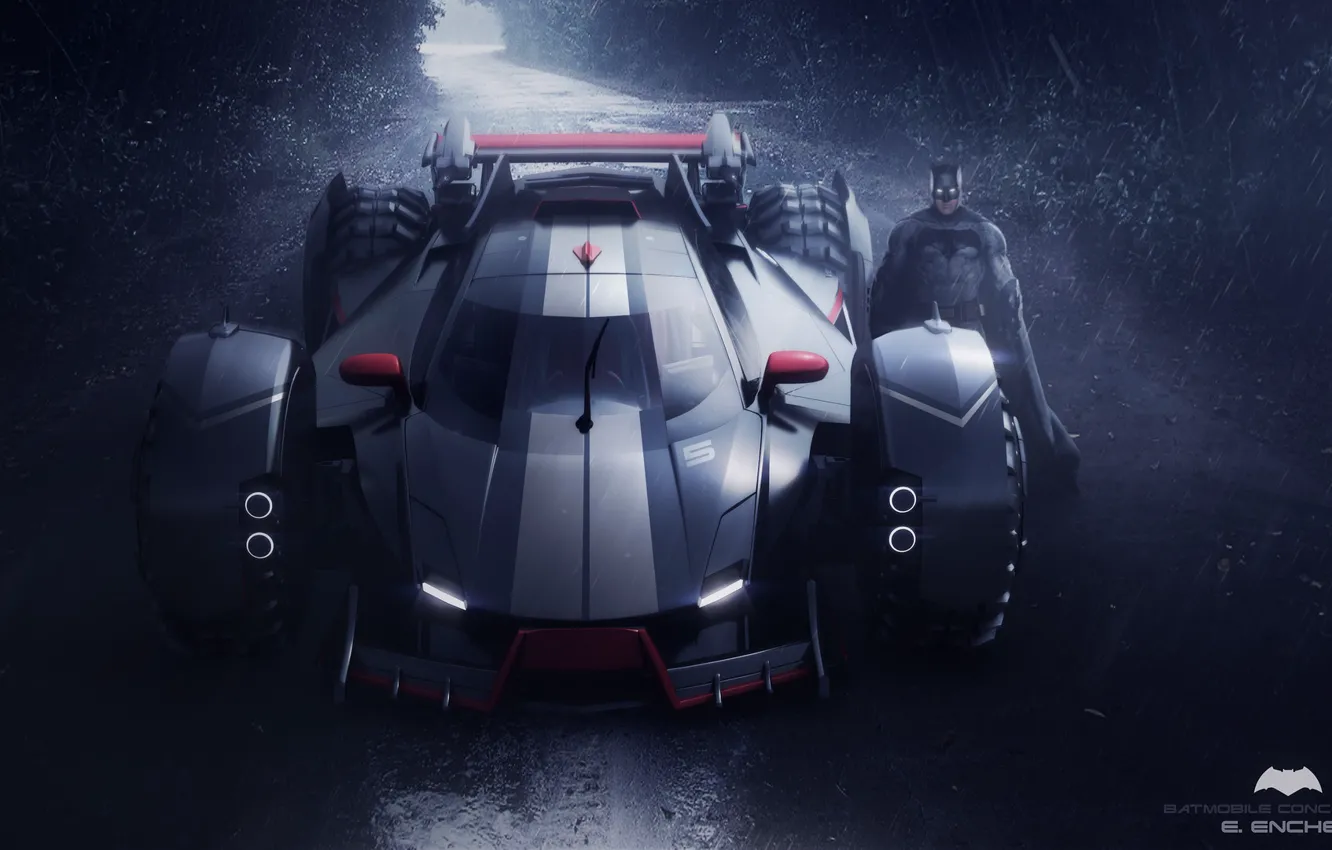 Photo wallpaper road, car, batmobile concept