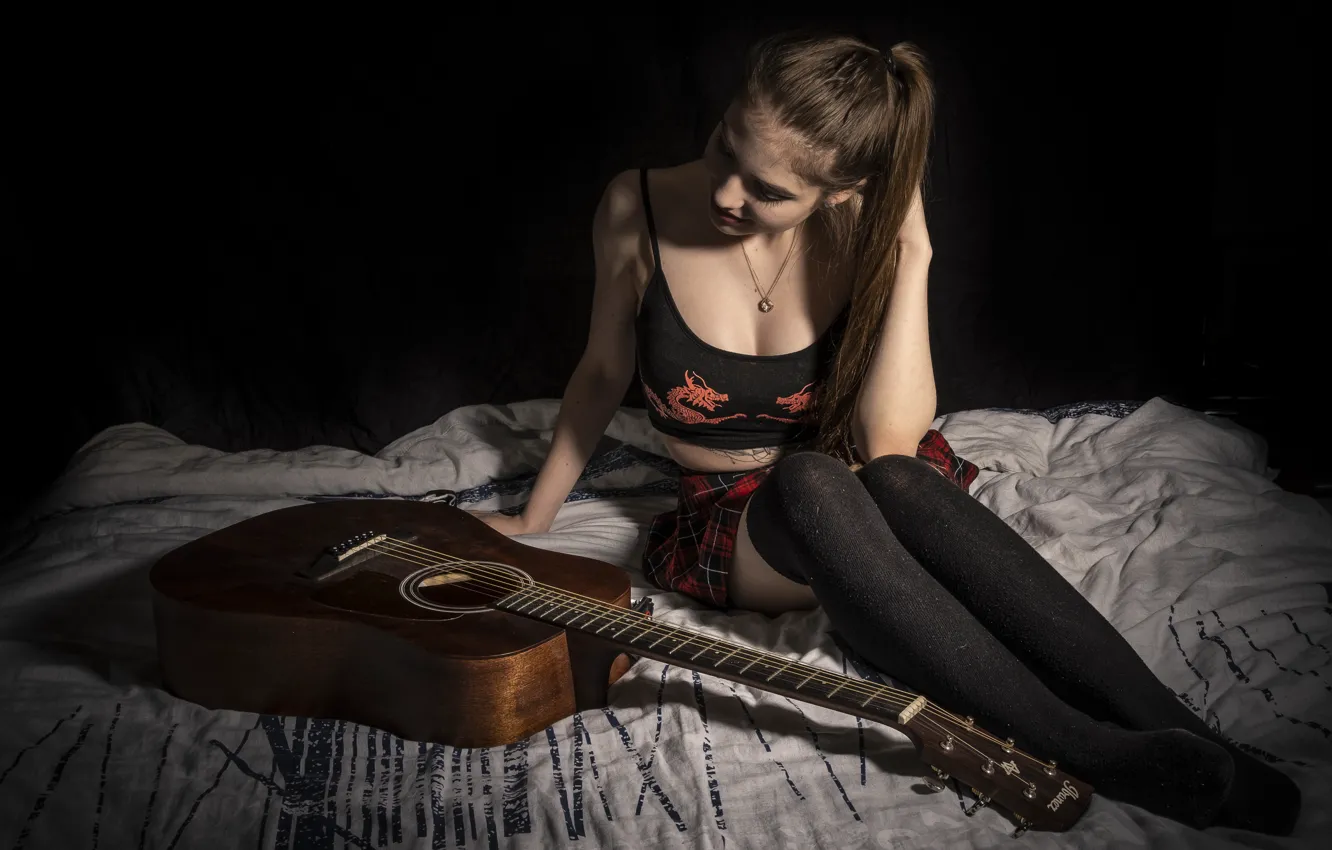 Photo wallpaper girl, music, guitar