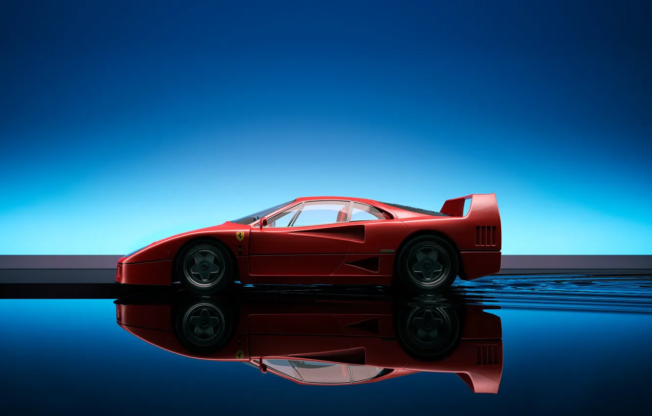Photo wallpaper reflection, Ferrari, F40