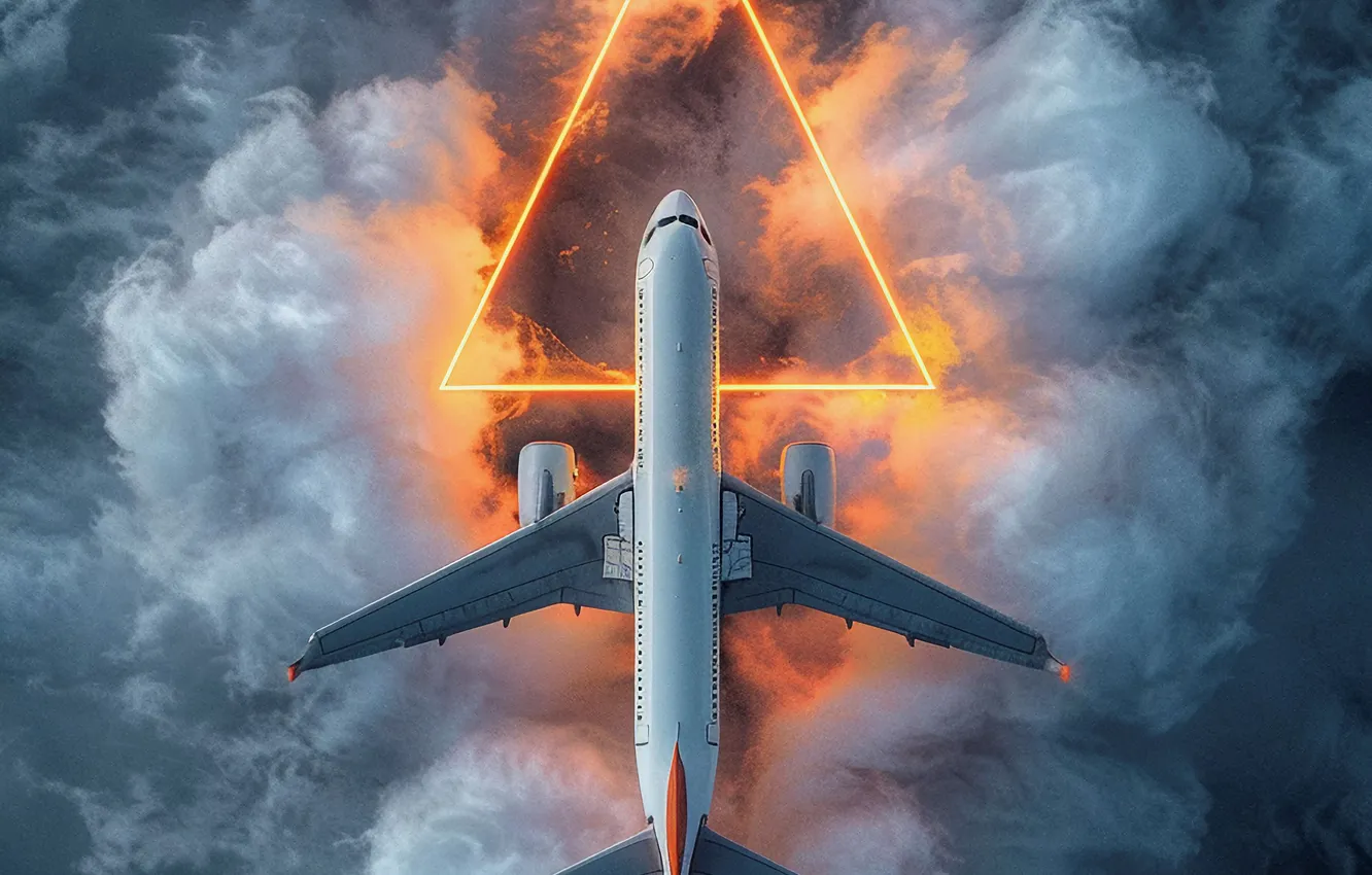 Photo wallpaper flight, clouds, the portal, top, hurricane, the plane, AI art, The Art of Artificial Intelligence