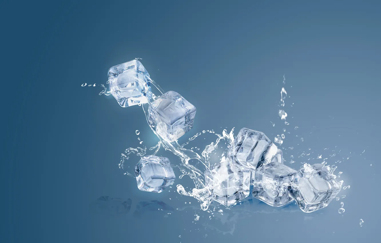 Photo wallpaper ice, water, splash, ice cubes
