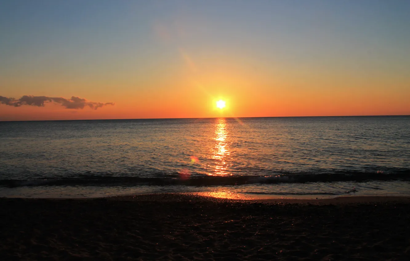Photo wallpaper sand, sea, beach, sunset