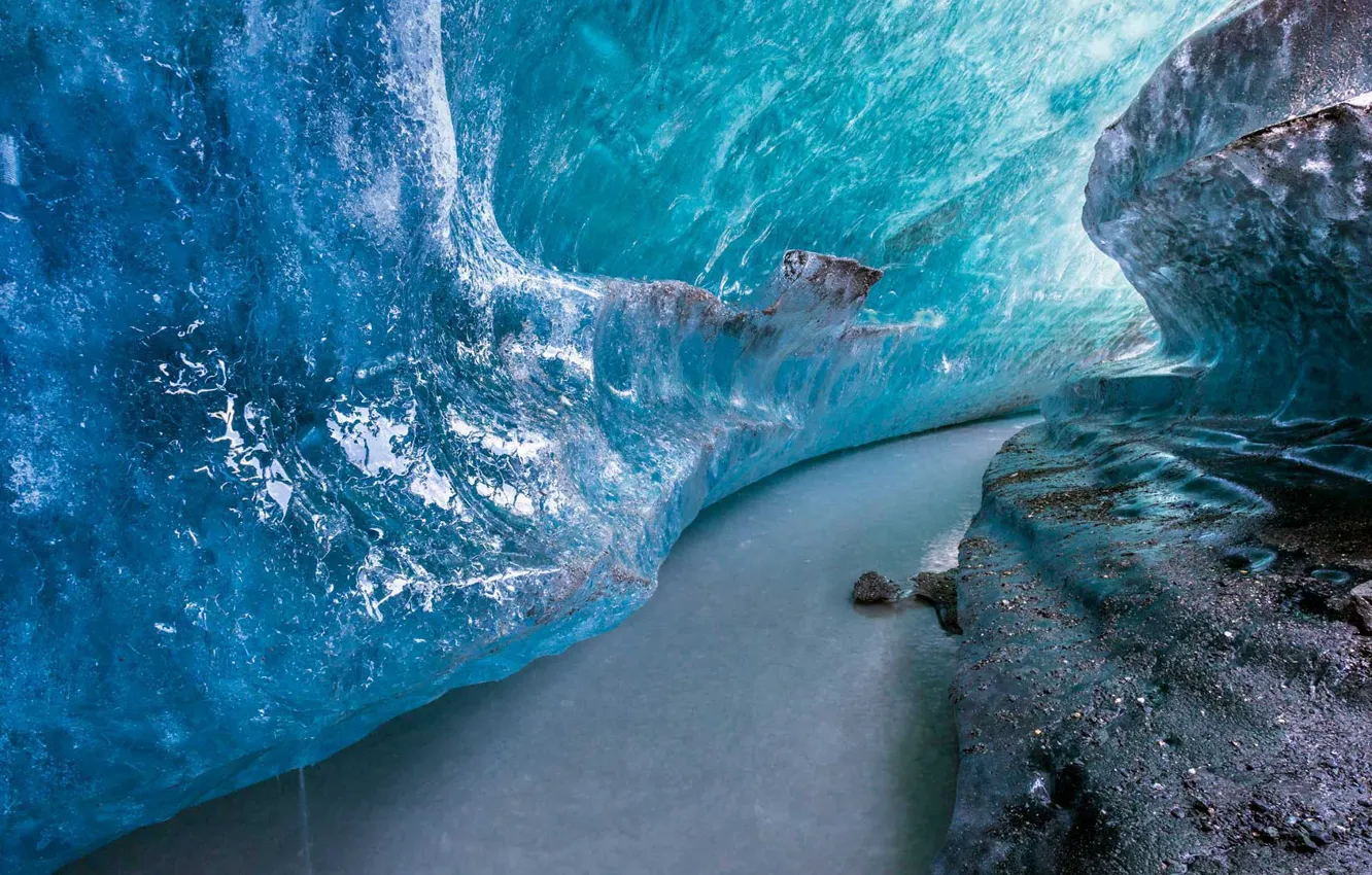 Photo wallpaper glacier, Alaska, USA, Matanuska, ice tunnel