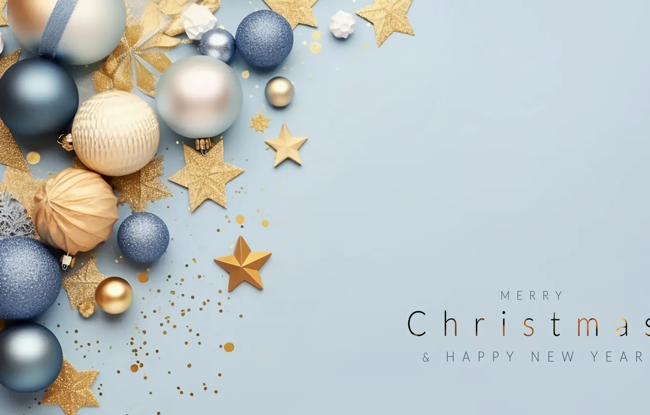 Photo wallpaper decoration, balls, New Year, Christmas, golden, new year, happy, Christmas