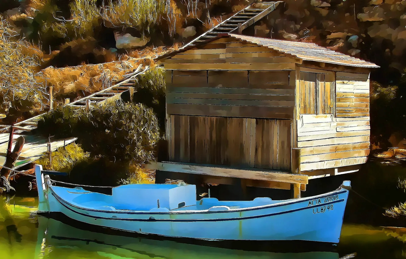 Photo wallpaper Figure, Boat, Art, Art, Boat