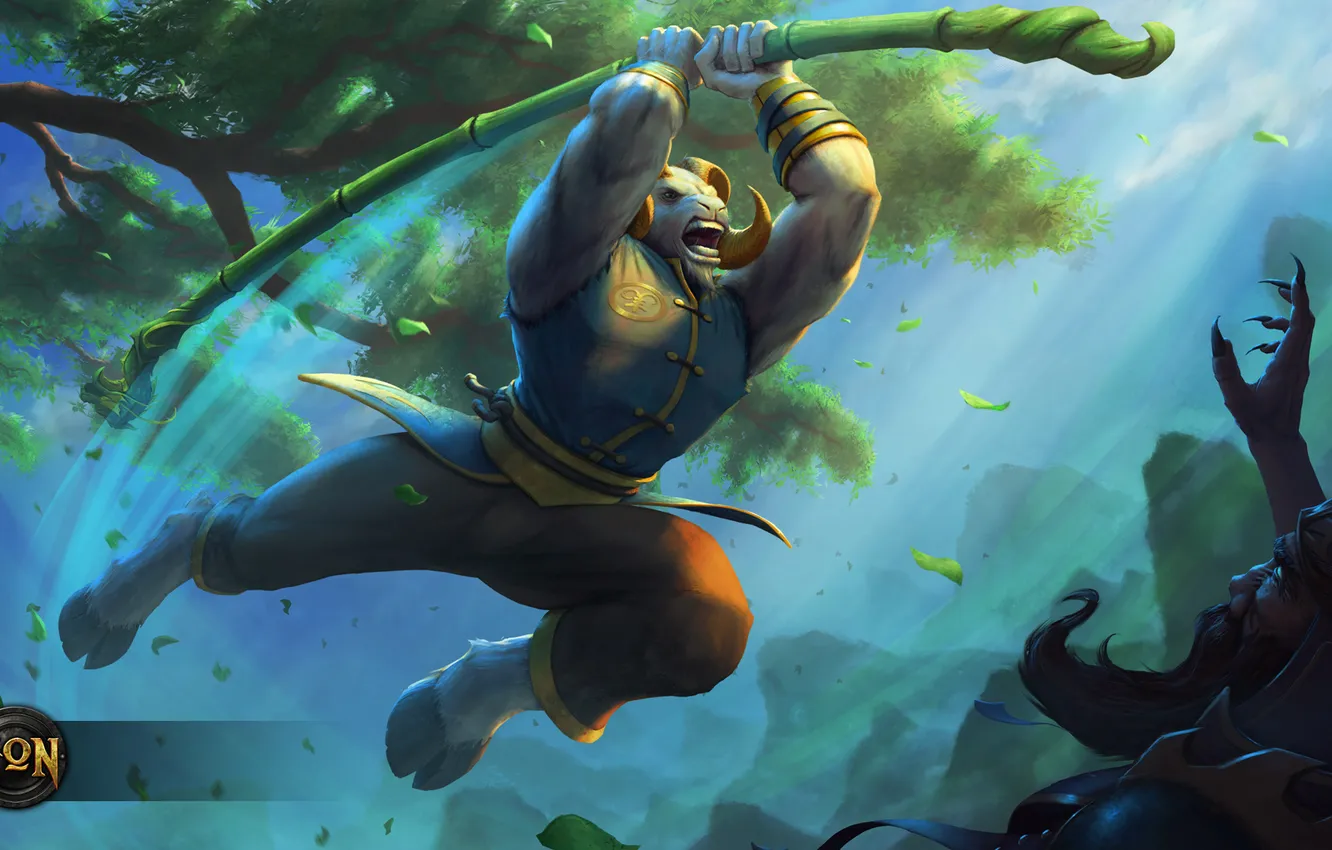 Photo wallpaper attack, battle, RAM, stick, Heroes of Newerth, Green Wood Ram