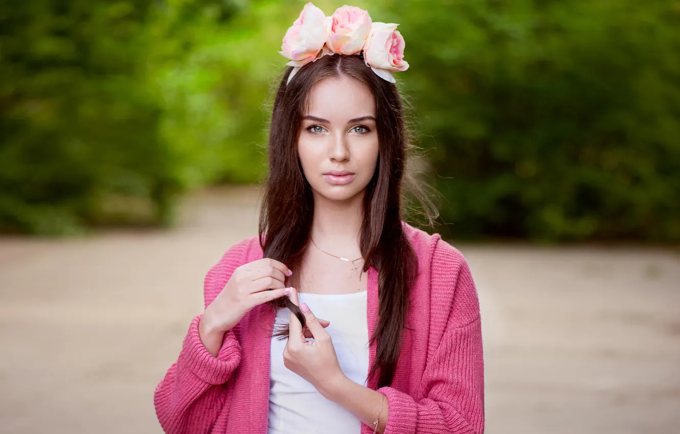 Photo wallpaper look, portrait, bow