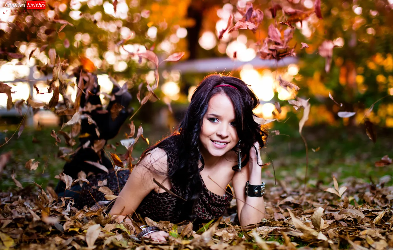 Photo wallpaper girl, foliage, girl, Charles Siritho, Mercy Gamez
