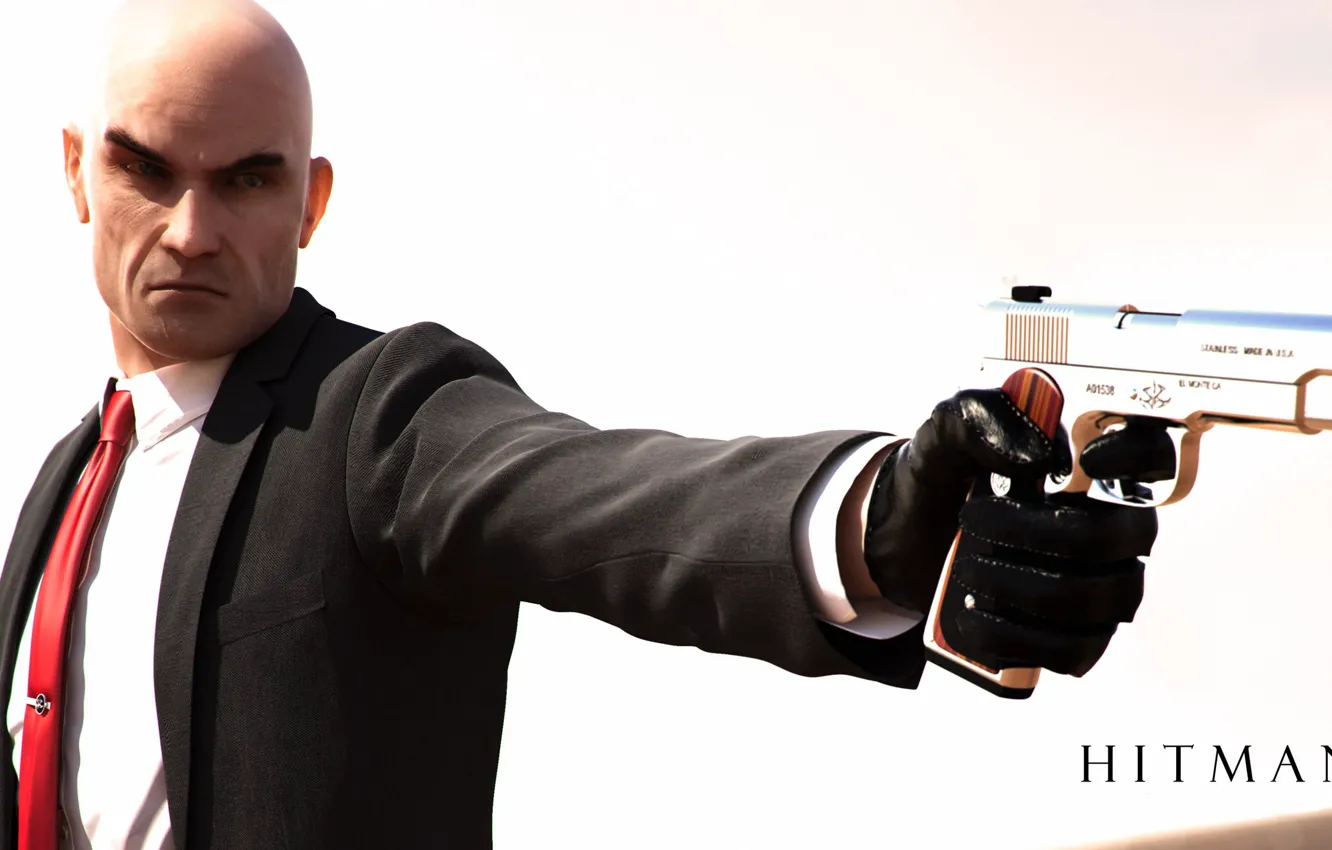 Photo wallpaper gun, weapons, bald, Hitman, agent, Agent 47, Hitman