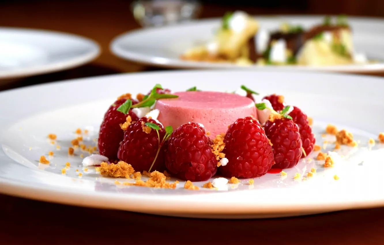 Photo wallpaper desert, dessert, sweet, Malina, sufle