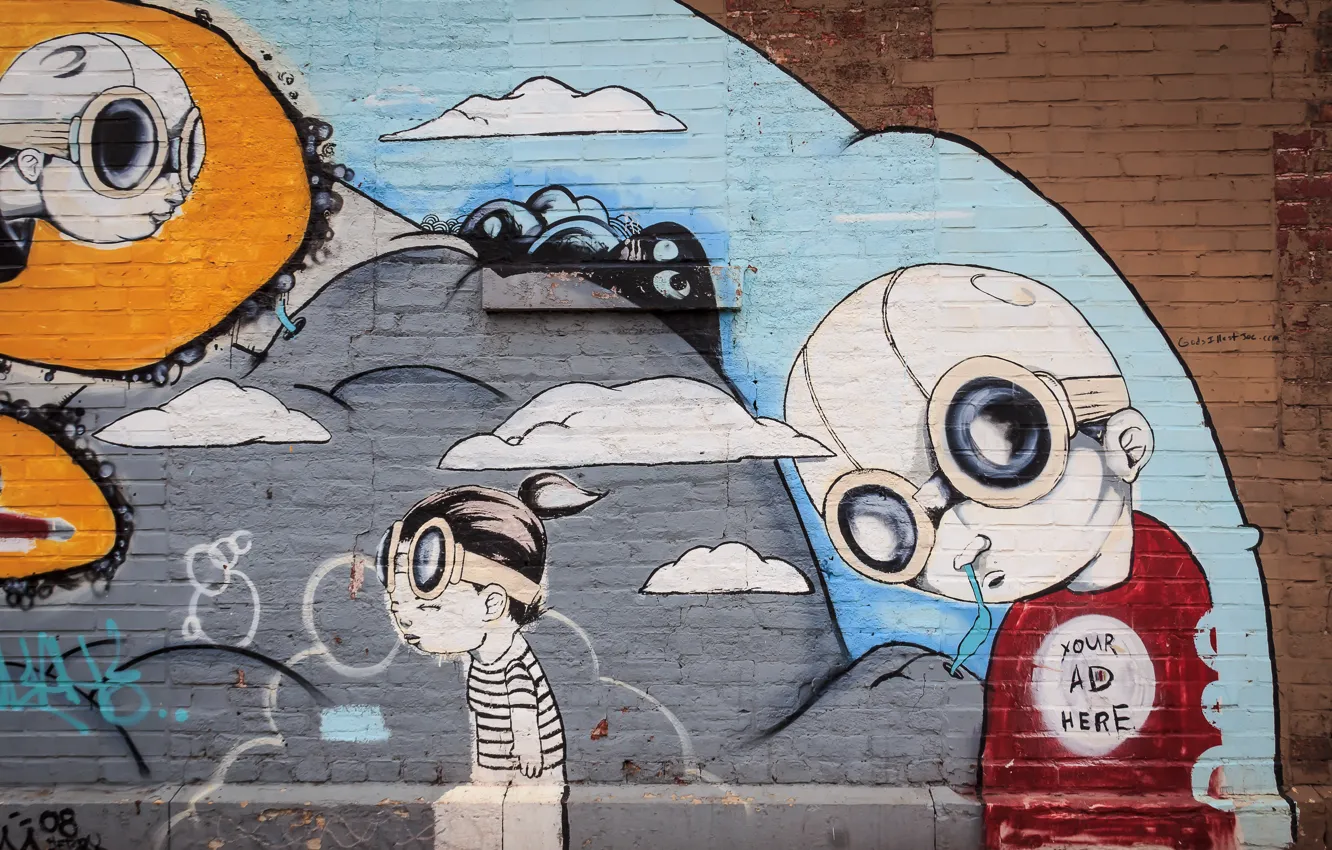 Photo wallpaper wall, graffiti, figure