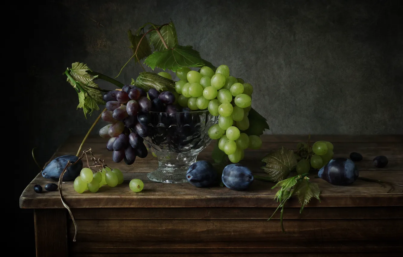 Photo wallpaper grapes, plum, vine