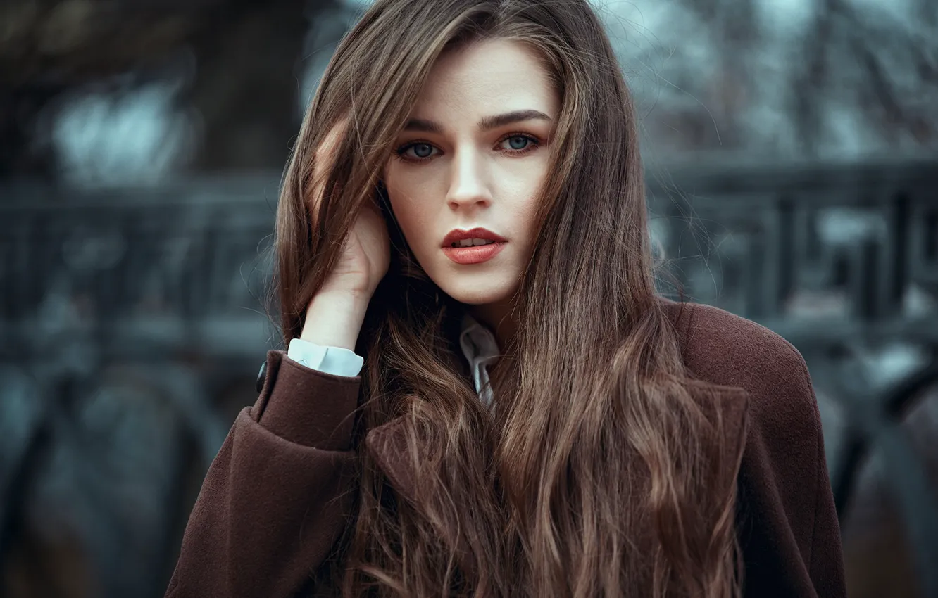 Photo wallpaper look, girl, face, portrait, long hair, Andriy Voronin, Maria Lukina