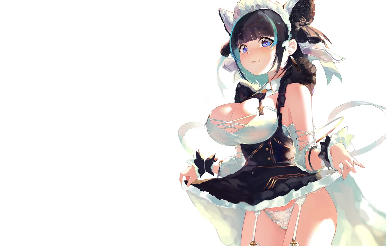 Photo wallpaper girl, sexy, lingerie, cleavage, panties, dress, boobs, anime